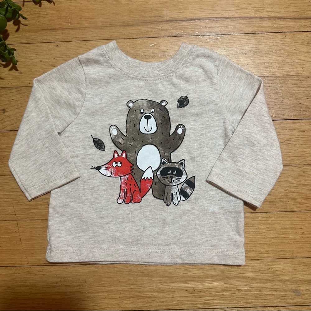 2/$10 Sale! Garanimals Long Sleeved Bear, Racoon and Fox Shirt Size 0-3 Months